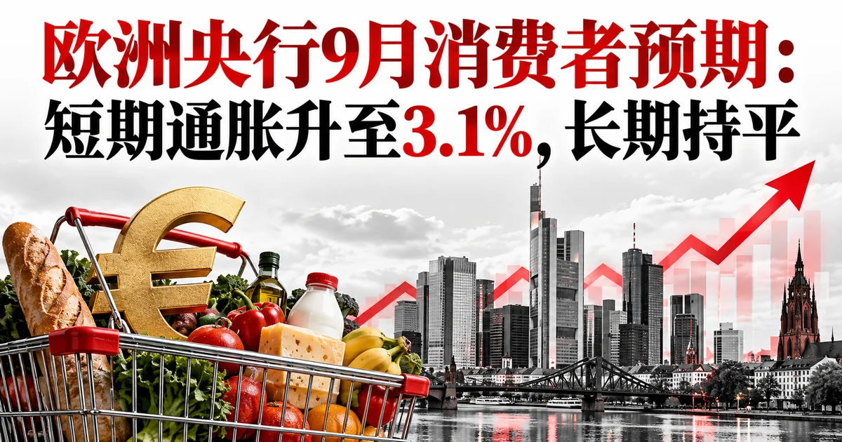 欧洲央行9月消费者预期：短期通胀升至3.1%，长期持平