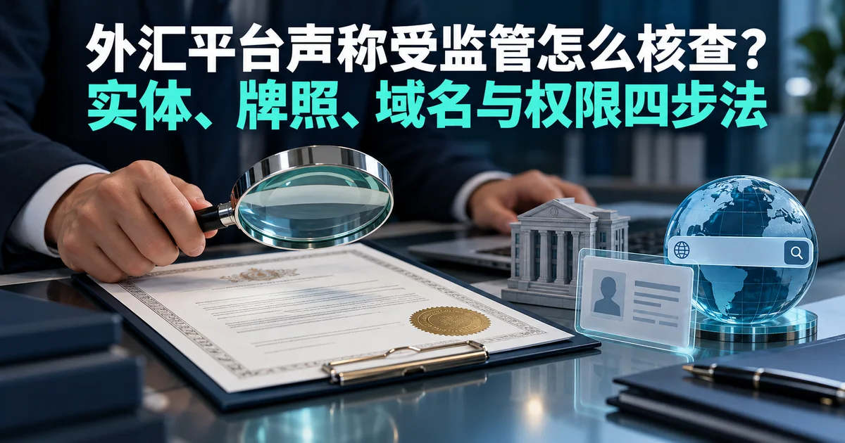 外汇平台声称受监管怎么核查?实体、牌照、域名与权限四步法